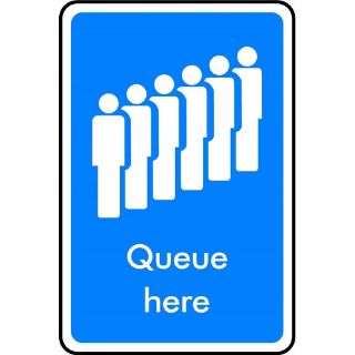 Picture of "Queue Here" Sign 
