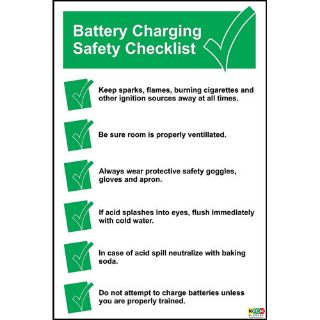 Kpcm Battery Charging Safety Check List Sign Made In The Uk