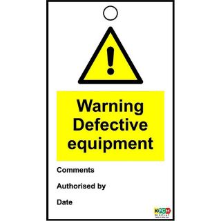Picture of Tie On Tag Warning Defective Equipment