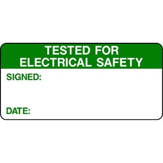 Picture of "Tested For Electrical Safety- Signed- Date" Sign 