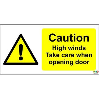 Picture of Caution High Winds Take Care When Opening Door Sign
