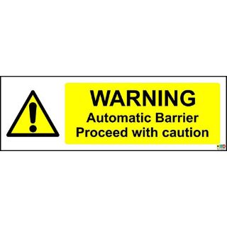 Picture of Warning Automatic Barrier Proceed With Caution Sign