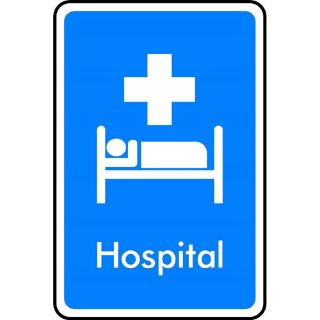 Picture of "Hospital Sign With Hospital Bed Symbol" Sign 