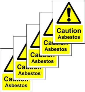 Picture of Caution Asbestos  - Self adhesive stickers 70mm x 50mm (PACK OF 5 STICKERS)