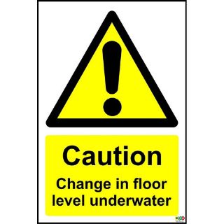 Picture of Caution Change In Floor Level Underwater Sign