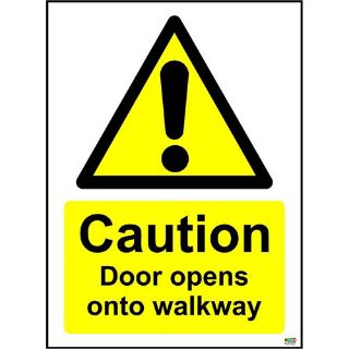 Picture of Caution Door Opens Onto Walkway Safety Sign