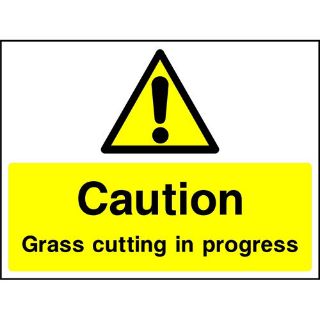 Picture of "Caution Grass Cutting In Progress"Sign