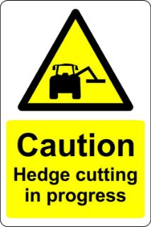 Picture of Caution hedge cutting in progress farm
