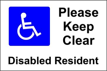 Keep Clear Disabled residence sign 