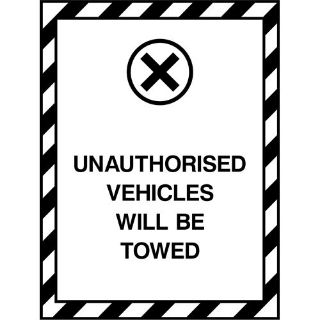 Picture of "Unauthorised Vehicles Will Be Towed" Sign 