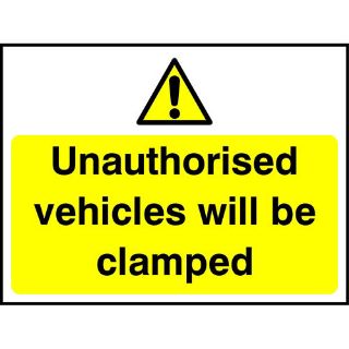 Picture of "Unauthorised Vehicles Will Be Clamped" Sign 
