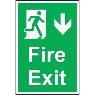 Picture of Fire Exit Symbol & Down Arrow Safety Sign 