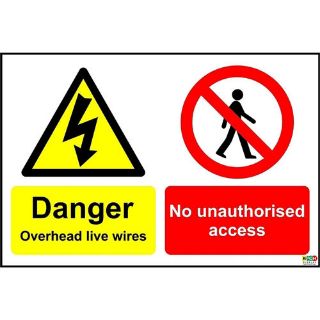 Picture of Danger Overhead Live Wires No Unauthorised Access Safety Sign