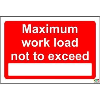 Picture of Maximum Work Load Not To Exceed Safety Sign 