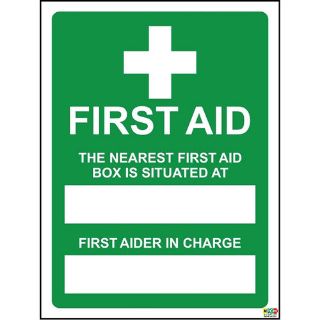 Picture of First Aid Signs First Aid The Nearest First Aid Box Is Situated At Safety Sign