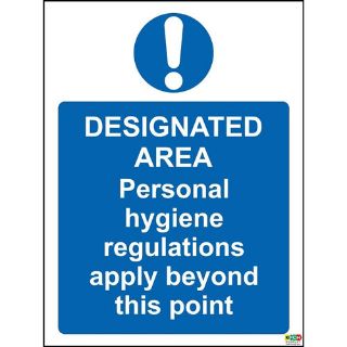 Picture of Designated Area Personal Hygiene Regulations Apply Beyond This Point Safety Sign 