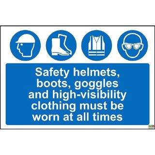 Picture of Hats, Boots, Goggle And High-Visibility Clothing Must Be Point At All Times Sign
