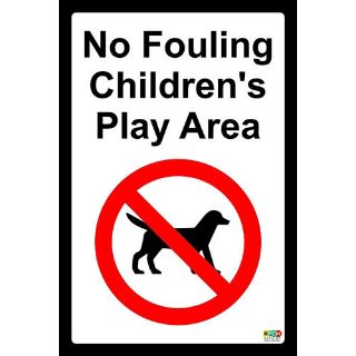 Picture of Dogs No Fouling. Childrens Play Area Sign -