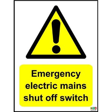 Picture of Emergency Electric Mains Shut Off Switch Sign