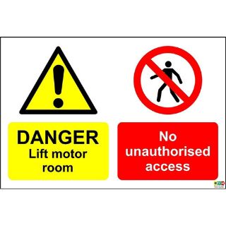 Picture of Danger. Lift Motor Room. No Unauthorised Access Sign