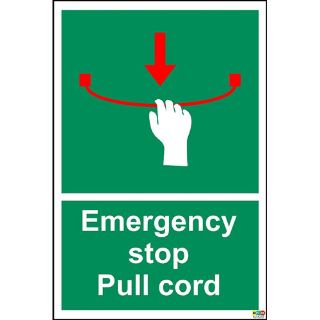 Picture of Emergency Stop. Pull Cord Sign 