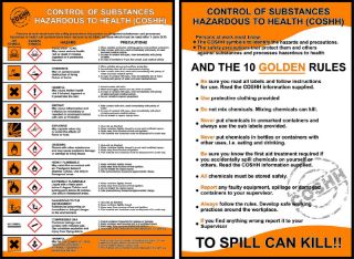 Picture of 2 Coshh New 2017 Health Safety Posters Signs Workplace Factory Laboratory