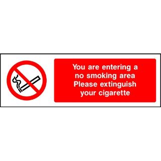 Picture of "You Are Entering A No Smoking Area-Please Extinguish Your Cigarette" Sign 