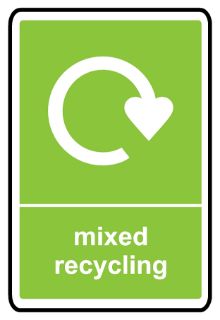 Mixed Recycling Sign, KPCM Health and Safety Signs
