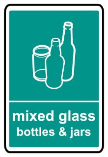 Mixed Glass, Bottles & Jars Recycling Sign, KPCM Health and Safety Signs