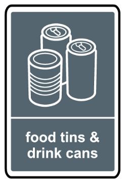 Recycling bin sign Food Tins and Drink Cans 