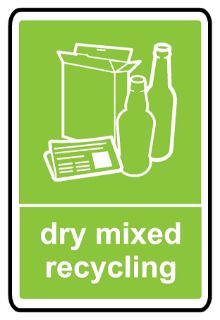 Dry Mixed Recycling Sign, KPCM Health and Safety Signs