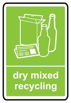 Dry Mixed Recycling Sign, KPCM Health and Safety Signs