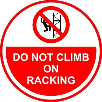 Picture of Do not climb on racking - Self adhesive sticker (50mm x 50mm)