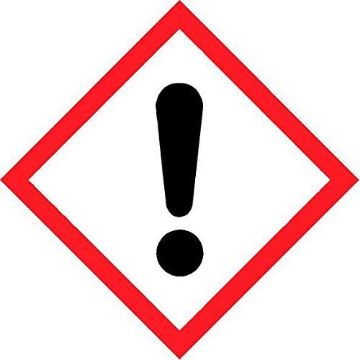 Picture of Harmful irritant Exclamation coshh symbol Safety sign - Self adhesive sticker 100mm x 100mm