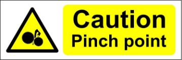 Picture of Caution Pinch Point Safety Sign - Self adhesive sticker 150mm x 50mm