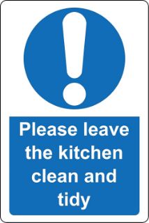 Picture of Please leave the kitchen clean and tidy Sign - Self adhesive sticker (200mm x 150mm)