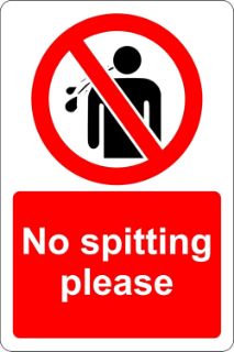 Picture of No spitting please Safety sign - Self adhesive sticker 200mm x 150mm