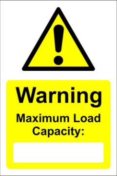 Picture of Warning maximum load capacity Safety sign - Self adhesive sticker 150mm x 100mm