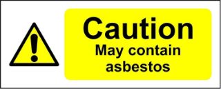 Picture of Warning contains asbestos sign - Self adhesive sticker 150mm x 50mm