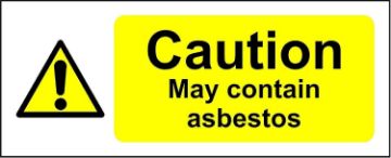 Picture of Warning contains asbestos sign - Self adhesive sticker 150mm x 50mm