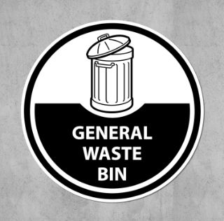 Picture of General Waste bin, Recycling Sign - Self Adhesive Sticker (100mm x 100mm)
