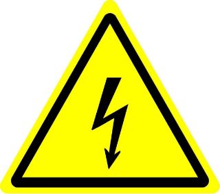 Picture of ISO Safety Label Sign - International Warning, Electricity Symbol - Self Adhesive Sticker 100mm Diameter