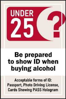 Picture of Under 25 be prepared to show ID when buying alcohol Sign - 3mm Aluminium sign (400mm x 300mm)
