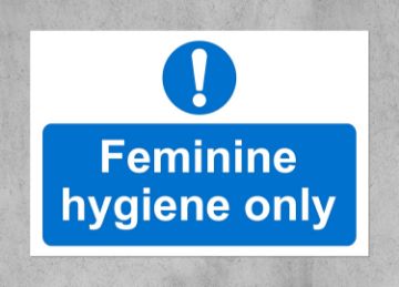Picture of Feminine hygiene only toilet bin sign - Self adhesive sticker (150mm x 100mm)