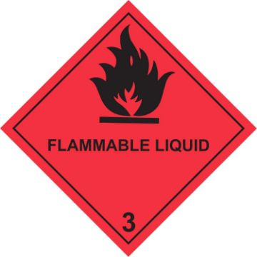Picture of KPCM Display Ltd Dangerous Substance Labels Flammable Liquid Safety Sign 3 - Red and White Plastic Sticker 100mm x 100mm