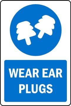 Picture of Wear ear plugs Safety sign - 1mm flexible Plastic (600mm x 400mm)