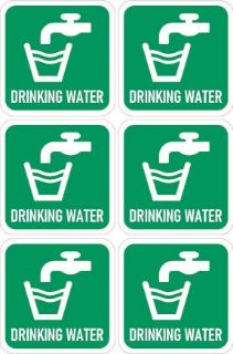 Picture of Drinking water sign - 100x100mm, pack of 6 stickers on A4 sheet