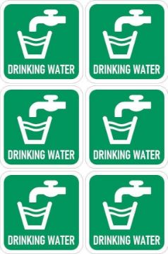 Picture of Drinking water sign - 100x100mm, pack of 6 stickers on A4 sheet