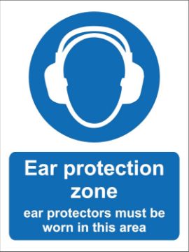 Picture of Ear Protection Zone Safety Sign - Self Adhesive Sticker 300mm x 200mm