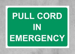 Picture of Pull cord in emergency safety sign - Self adhesive sticker (150mm x 100mm)
